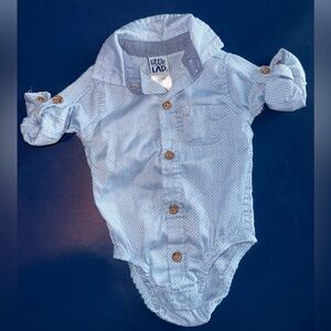 Little Lad Blue Kids Button Down Polo One Piece Bodysuit